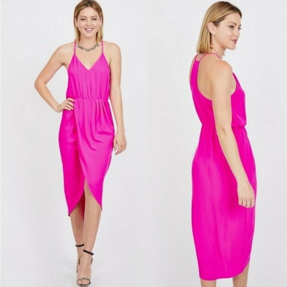 Amanda Uprichard Dresses & Skirts - Amanda Uprichard × Le Tote Large Hot Pink Tulip Strappy Dress